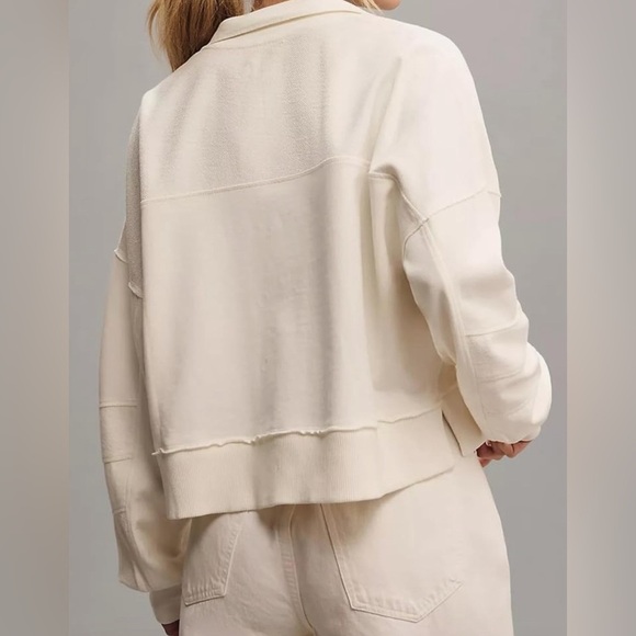 New Deep V Neck Popover Top Long Sleeve Crop Casual Pullover Metal Eyelet Front - Picture 5 of 11